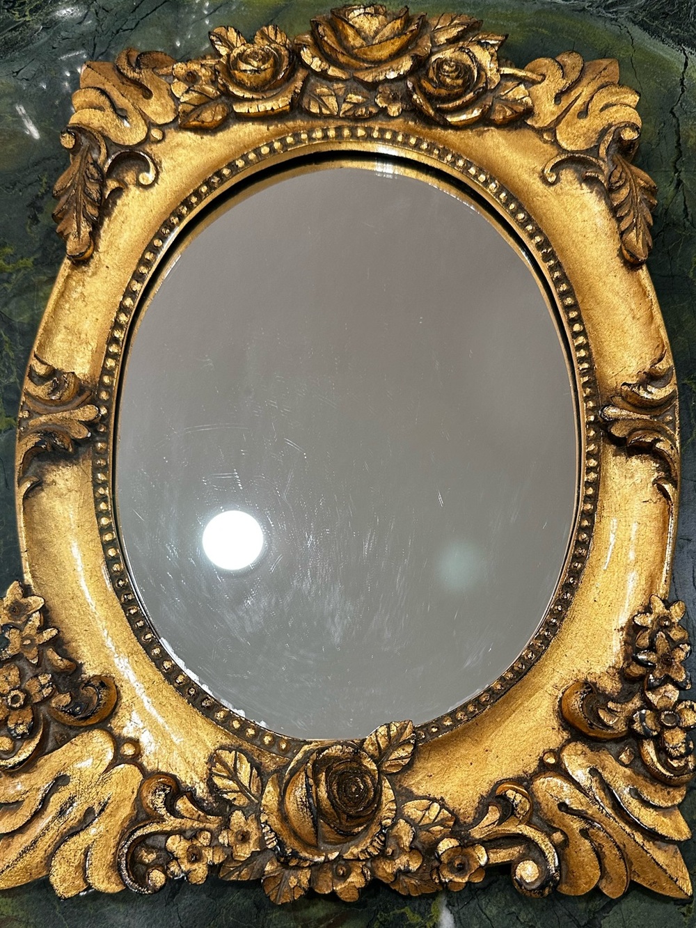 Decorative Gold Ornate Oval Wall Mirror - Elegant Home Wall Decor Roses 14x9 3/4 - Picture 11 of 11